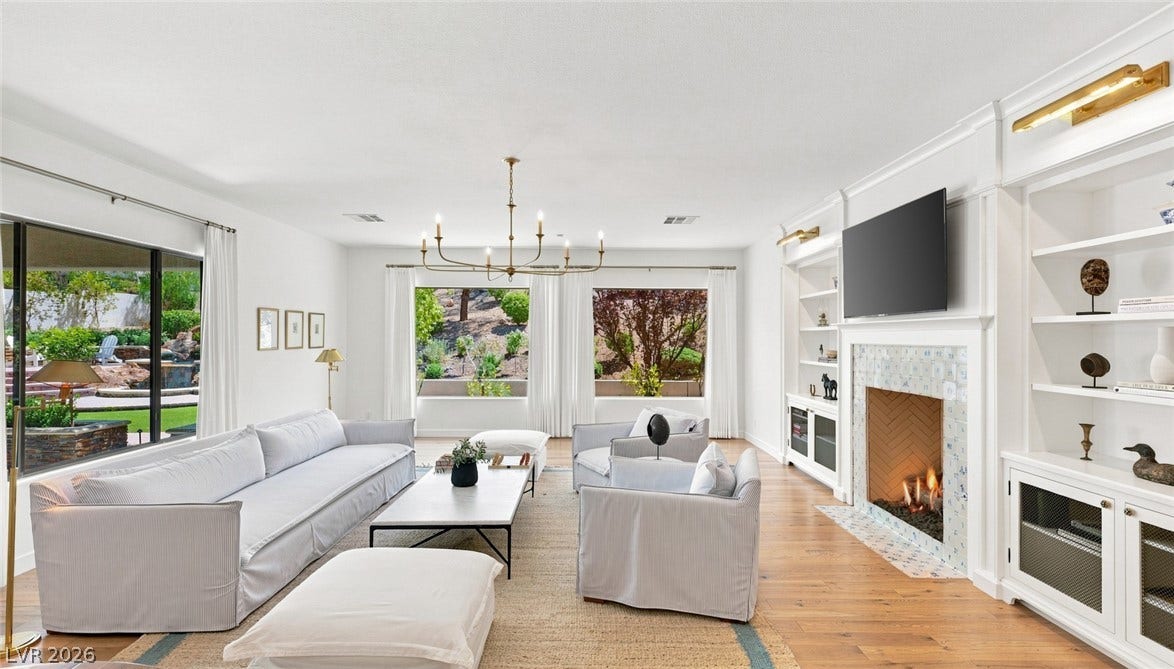 8 Pine Hollow Drive, Henderson, NV 89052 White Oak hardwood floors complement custom built-in shelving