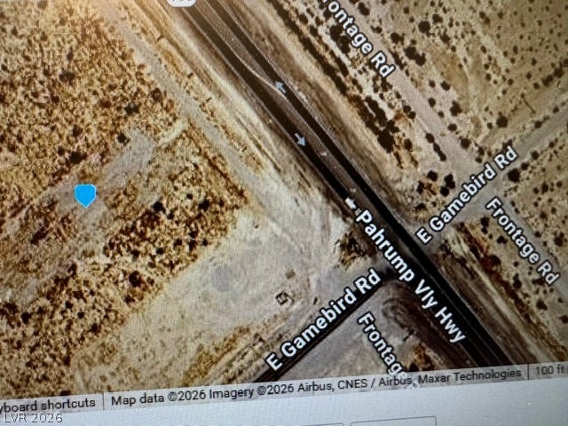 3870 S Frontage Road, Pahrump, NV 89048 An aerial map highlights the geographic location of this undeveloped desert parcel.