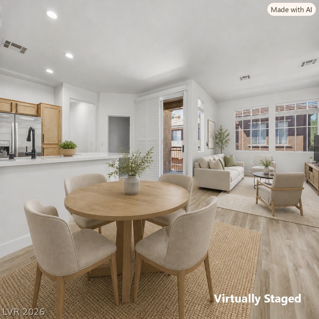 Virtually Staged view of the Dining Area & Living Room