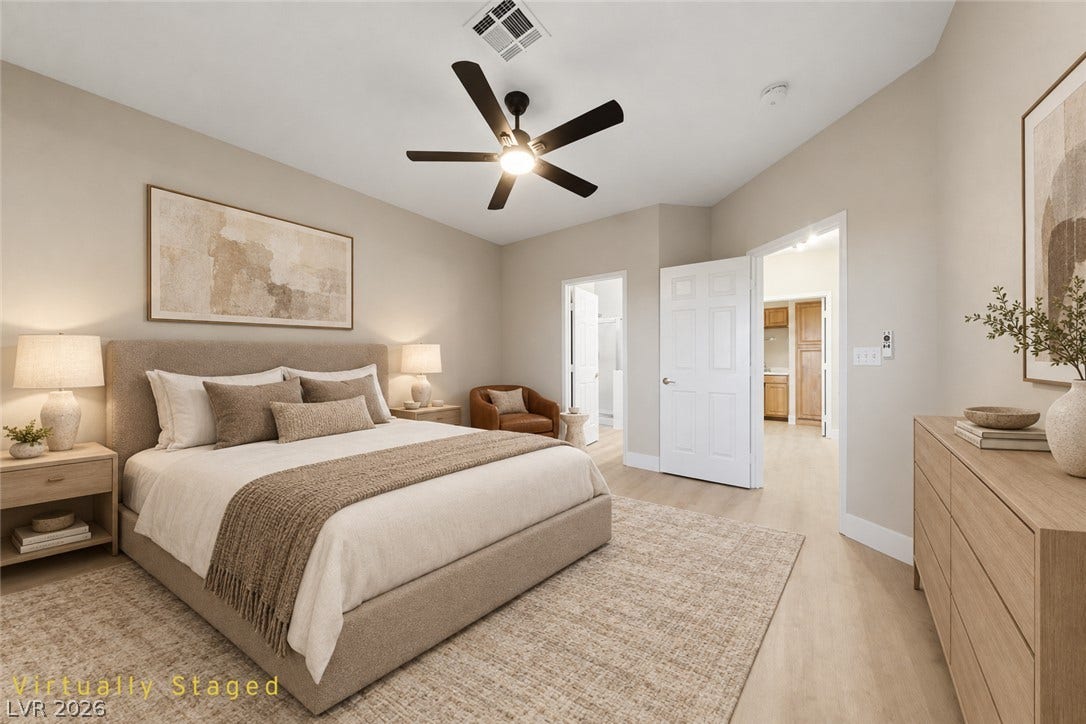 104 Lemon Glaze Street, #204, Las Vegas, NV 89145 Smooth wood floors and neutral walls create a calm atmosphere in this restful space.