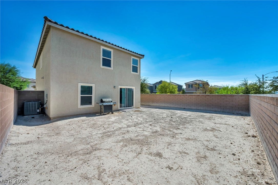 1205 Deep Valley Avenue, North Las Vegas, NV 89084 An enclosed backyard space enclosed by block walls provides a blank canvas for landscaping.