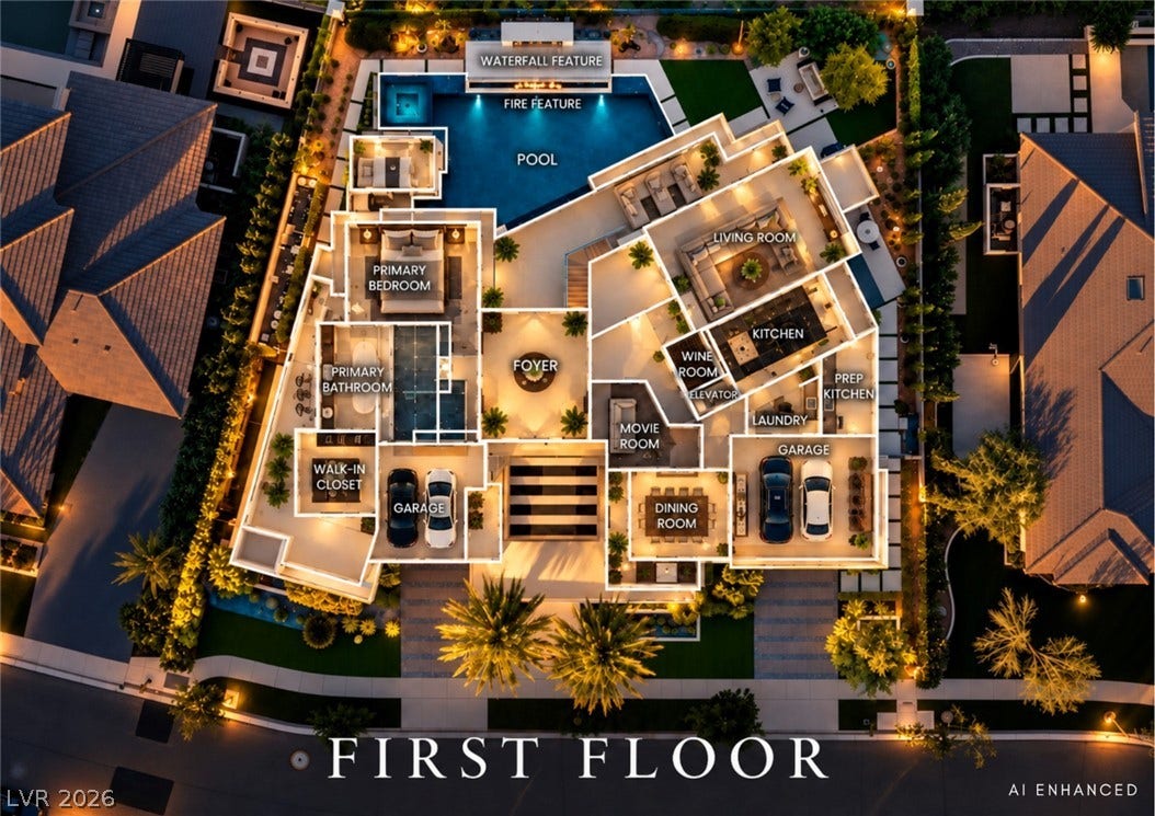1269 Imperia Drive, Henderson, NV 89052 An intuitive first-floor architectural layout showcases seamless indoor-outdoor living with a private pool.