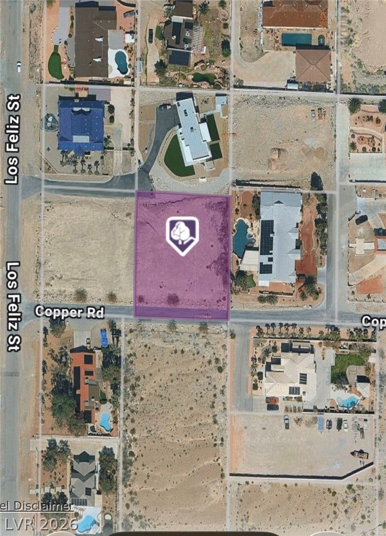 520 Los Feliz Street, Las Vegas, NV 89110 An aerial map highlights the boundaries of this prime residential building lot.