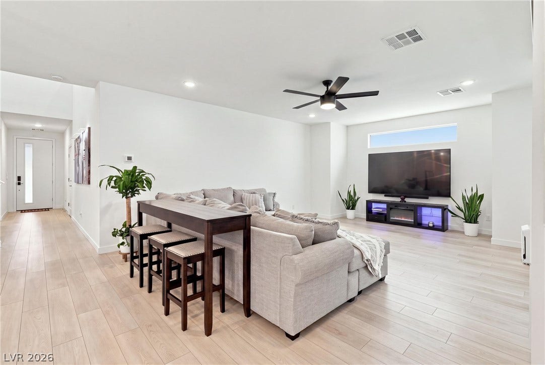 709 Emerson Creek Court, North Las Vegas, NV 89084 Clean lines and a spacious layout define this inviting living area, perfect for relaxation and everyday enjoyment.