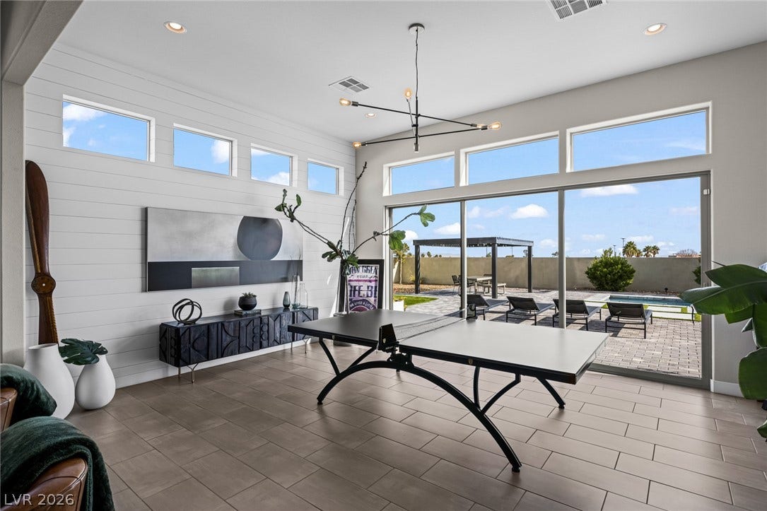 7851 W Wigwam Avenue, Las Vegas, NV 89113 Playroom with healthy amount of natural light, recessed lighting, and wooden walls