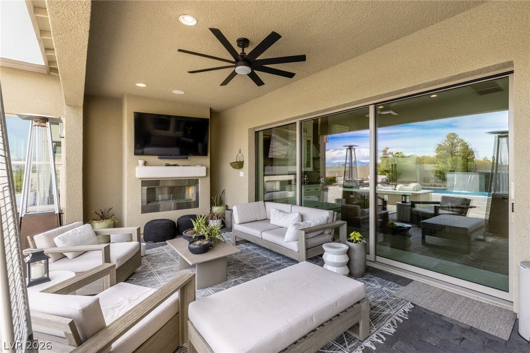 7851 W Wigwam Avenue, Las Vegas, NV 89113 View of patio featuring a ceiling fan and outdoor lounge area