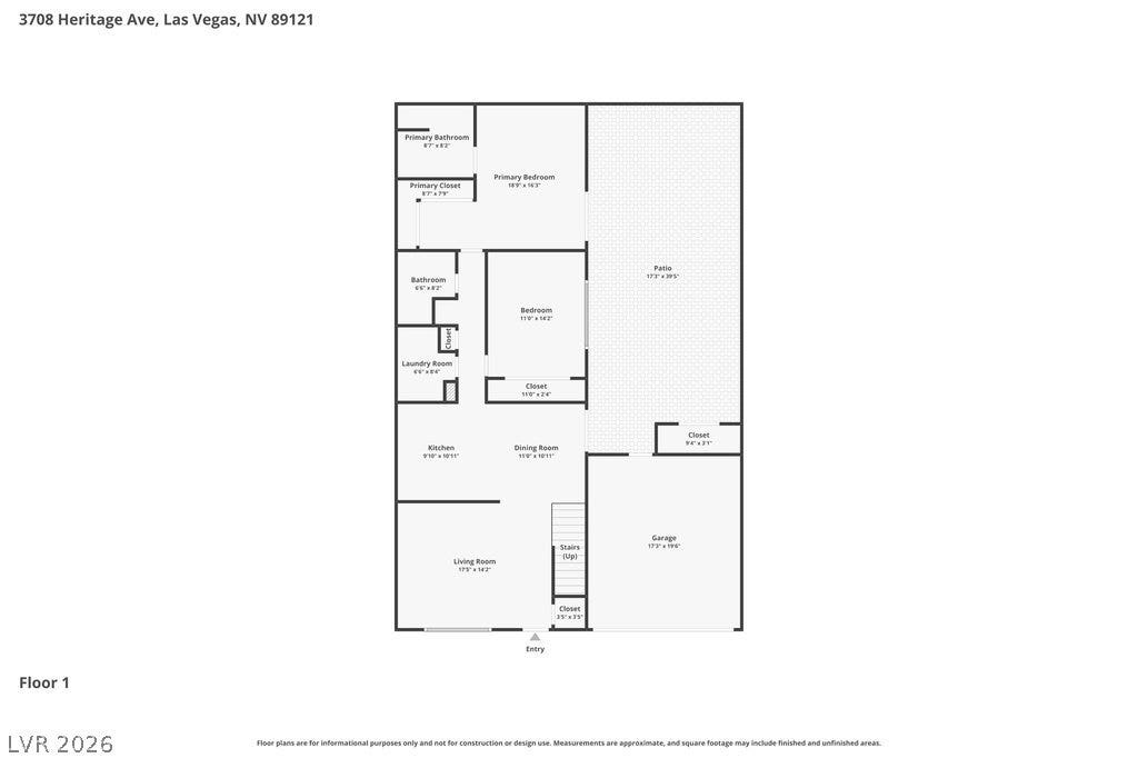 3708 Heritage Avenue, Las Vegas, NV 89121 A detailed layout illustrates the functional flow of this spacious residential design.