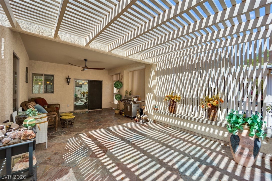 1811 Tiger Creek Avenue, Henderson, NV 89012 Rare extended covered patio with pergola a private outdoor retreat you won't find in most homes here.