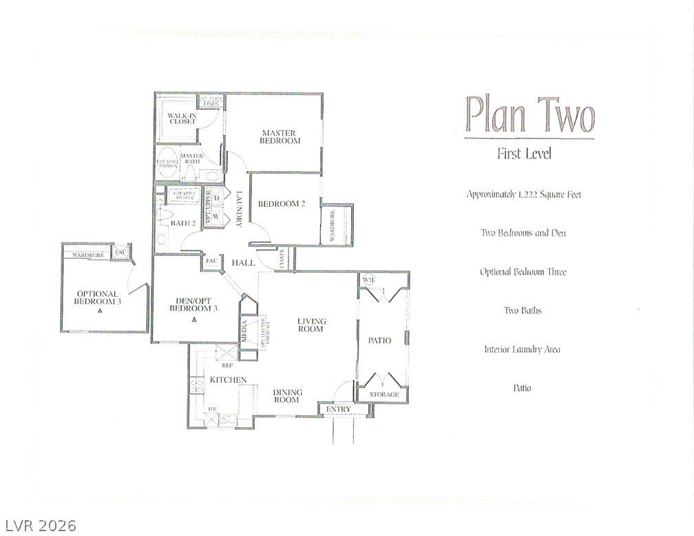 3910 Legend Hills Street, #103, Las Vegas, NV 89129 A detailed layout illustrates a modern single-level living space with an open-concept flow.