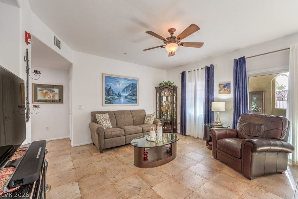 3910 Legend Hills Street, #103, Las Vegas, NV 89129 Very spacious Great Room with view onto the covered patio.