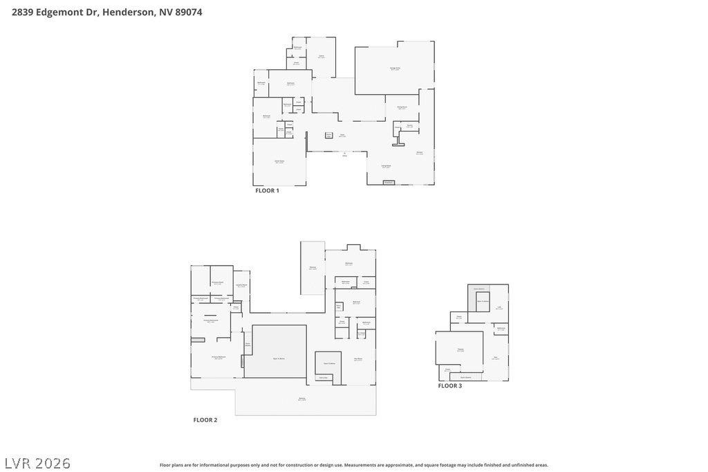 2839 Edgemont Drive, Henderson, NV 89074 Visualize this home's layout across three levels, illustrating room placements for seamless living.