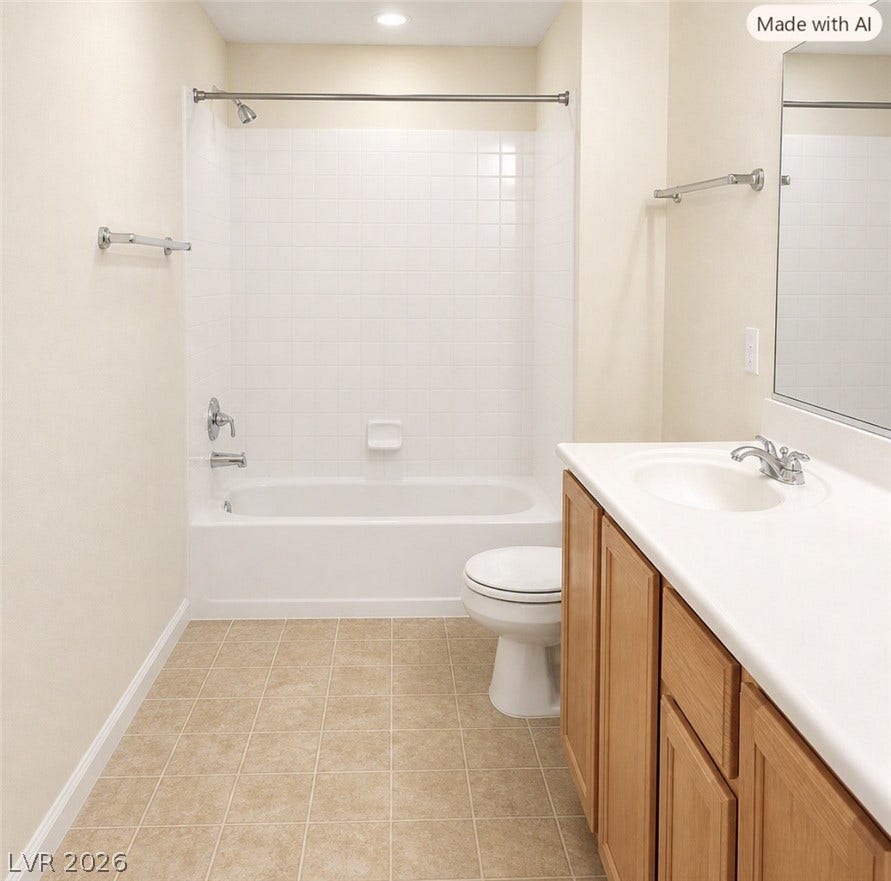 2305 W Horizon Ridge Parkway, #4024, Henderson, NV 89052 Tiled flooring pairs with a wooden vanity in this classic full bathroom.