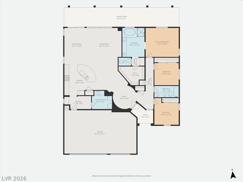An organized floor plan outlines the spatial layout of this single-story residence.