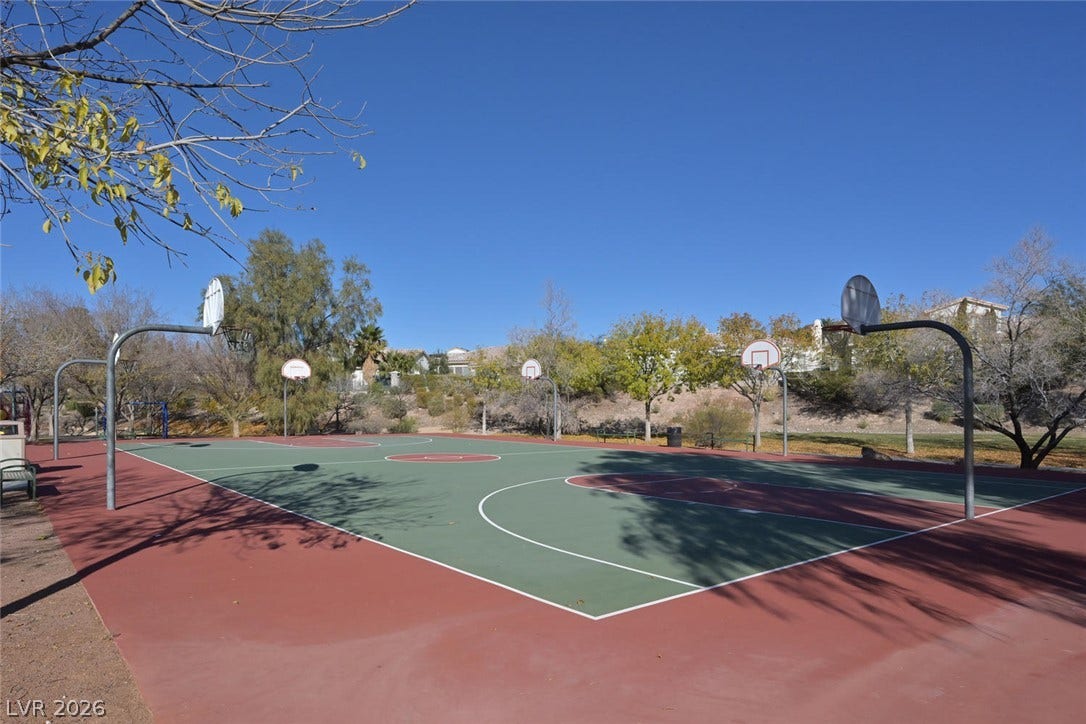 1421 Dragon Rock Drive, Henderson, NV 89052 An outdoor basketball court offers recreational space under clear blue skies.