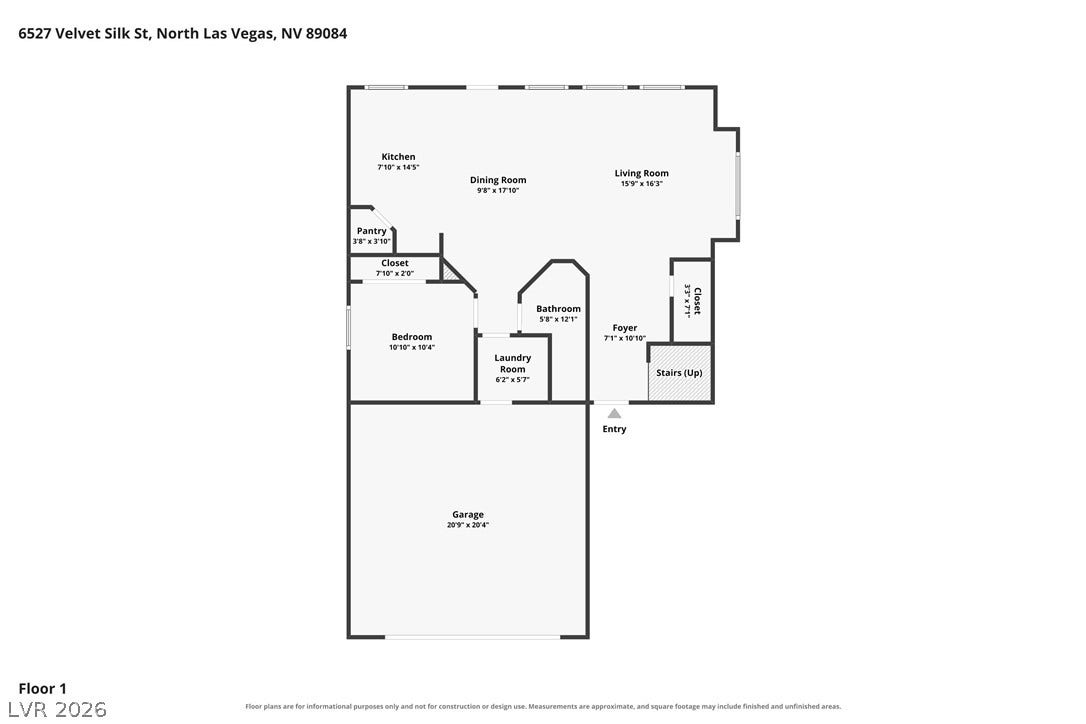 6527 Velvet Silk Street, North Las Vegas, NV 89084 Home Floor Plan: Main Level