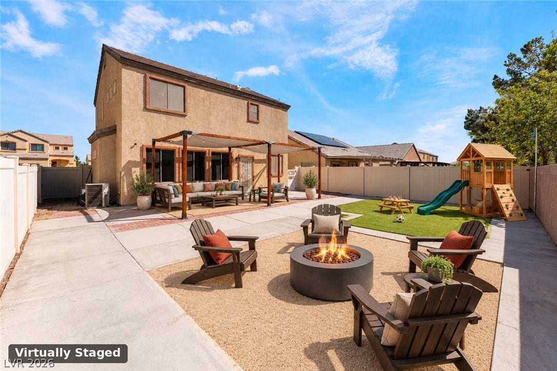 6527 Velvet Silk Street, North Las Vegas, NV 89084 Virtually staged - A spacious backyard big enough to house a large swimming pool.