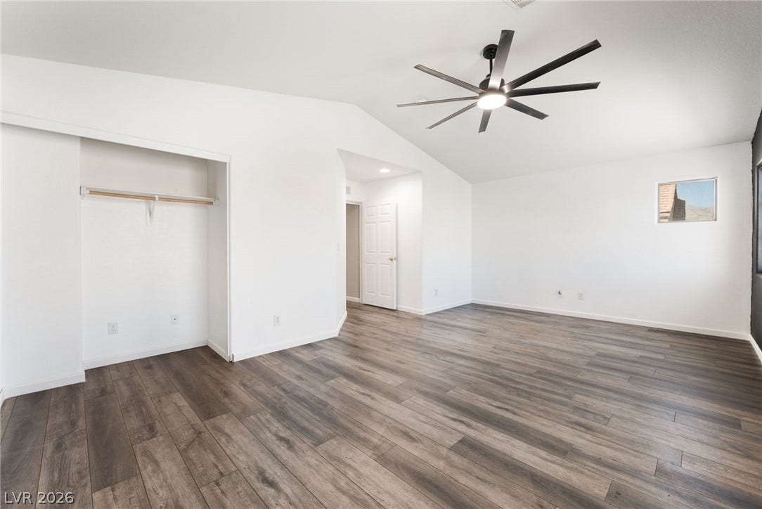6527 Velvet Silk Street, North Las Vegas, NV 89084 This loft acts as flexible space for so many options. The room includes an entry door, closet, oversized fan and several windows for natural light.