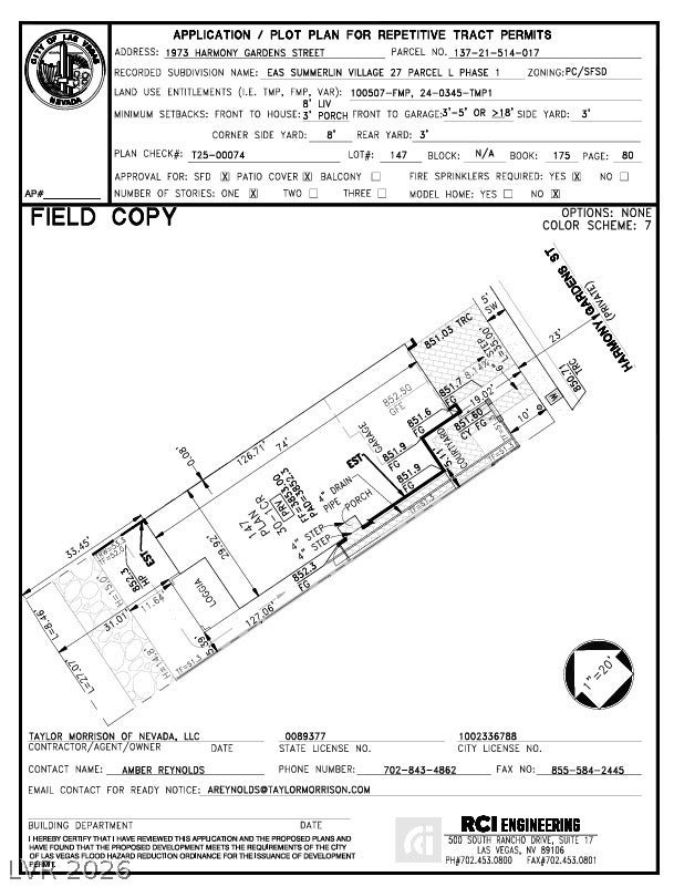 1973 Harmony Gardens Street, Las Vegas, NV 89138 1973 Harmony Gardens Street Preliminary Plot Plan