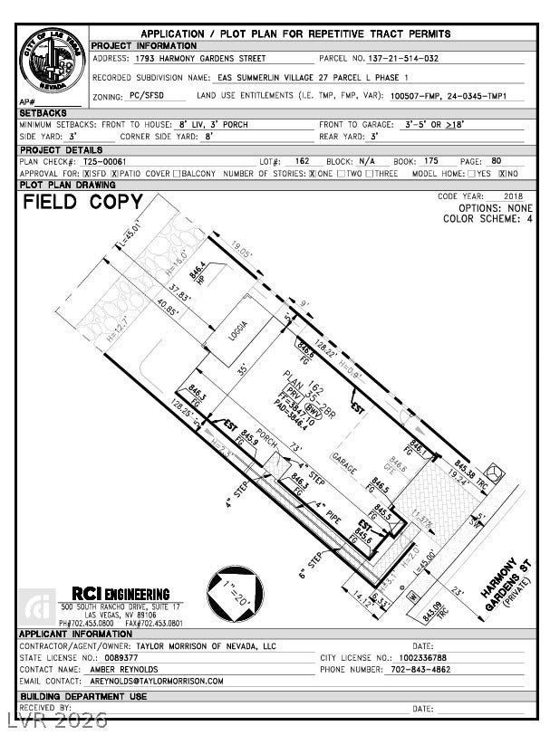 1793 Harmony Gardens Street, Las Vegas, NV 89138 1793 Harmony Gardens Street Preliminary Plot Plan