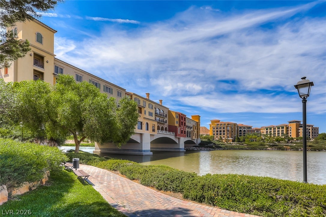 30 Strada Di Villaggio, #151, Henderson, NV 89011 Scenic waterfront walking paths lead past Mediterranean-inspired architecture overlooking the lake.