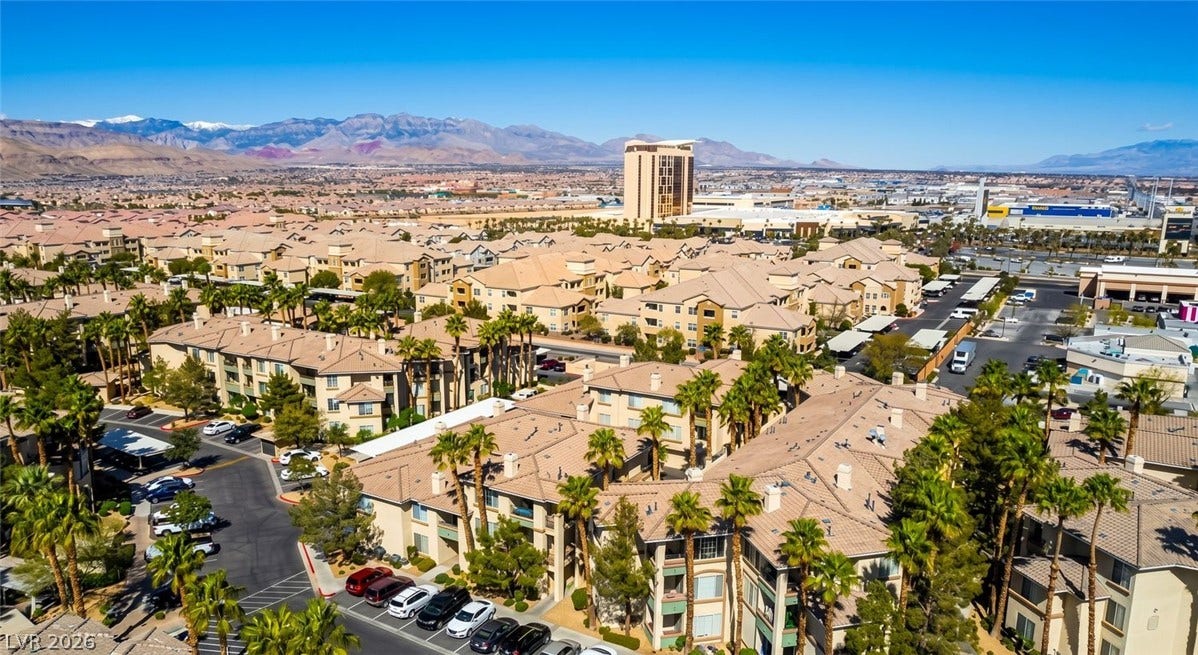 7173 S Durango Drive, #212, Las Vegas, NV 89113 Panoramas of the surrounding mountain range stretch across the horizon of this desert neighborhood.