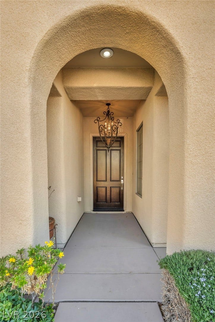37 Stonemark Drive, Henderson, NV 89052 View of exterior entry with stucco siding