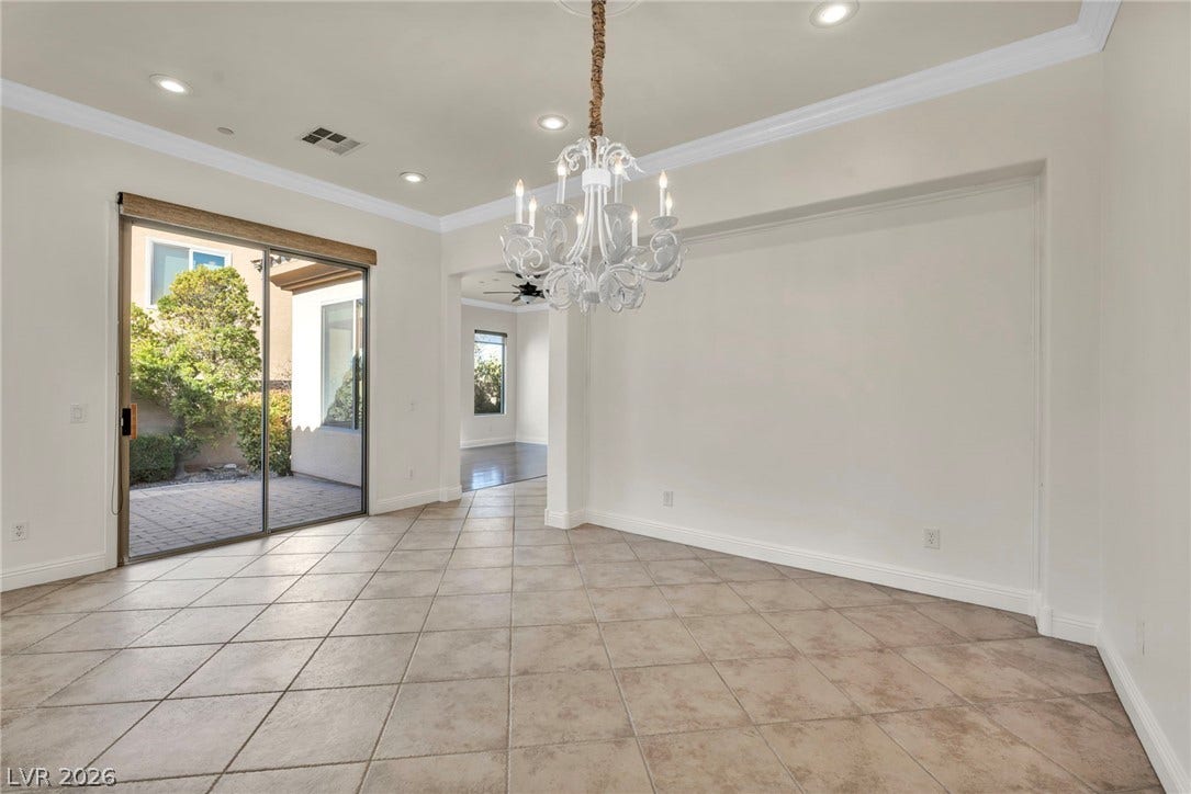 37 Stonemark Drive, Henderson, NV 89052 Empty room featuring an inviting chandelier, recessed lighting, visible vents, and light tile patterned floors