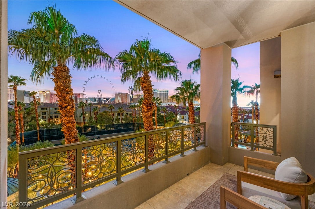 West Strip view. 
Access from Primary suite