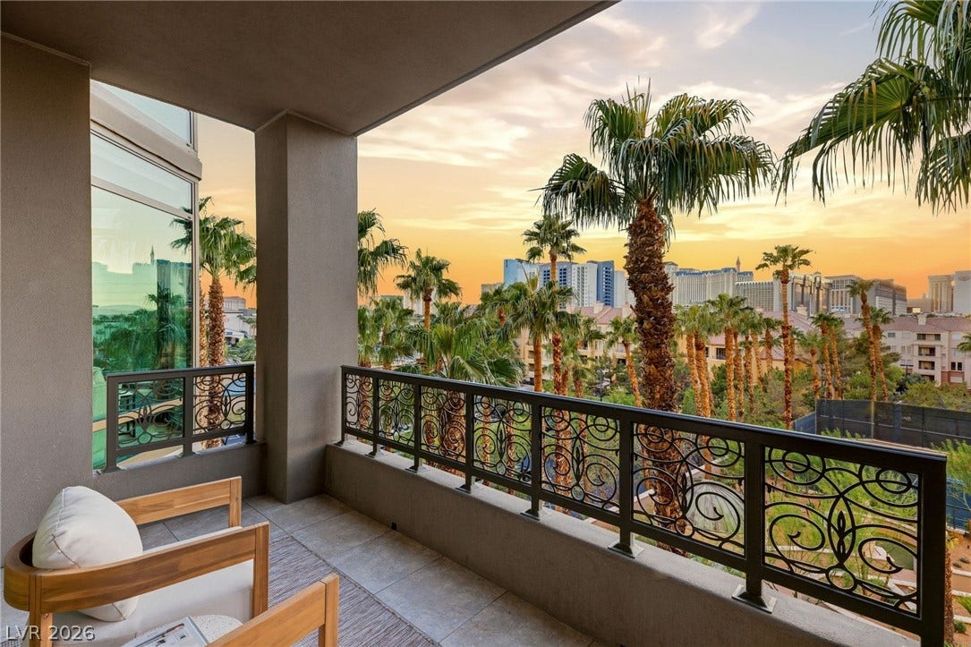West Strip view. Access from Primary suite