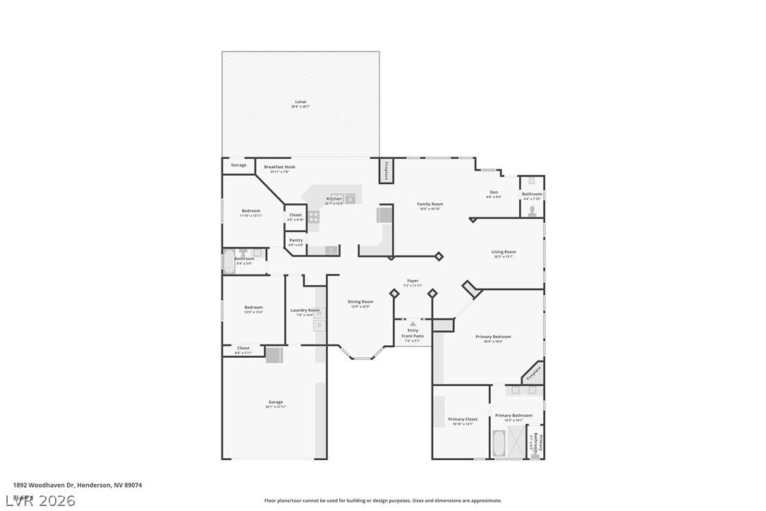 1892 Woodhaven Drive, Henderson, NV 89074 Navigate a thoughtfully laid-out floor plan, showcasing functional spaces designed for comfortable living.
