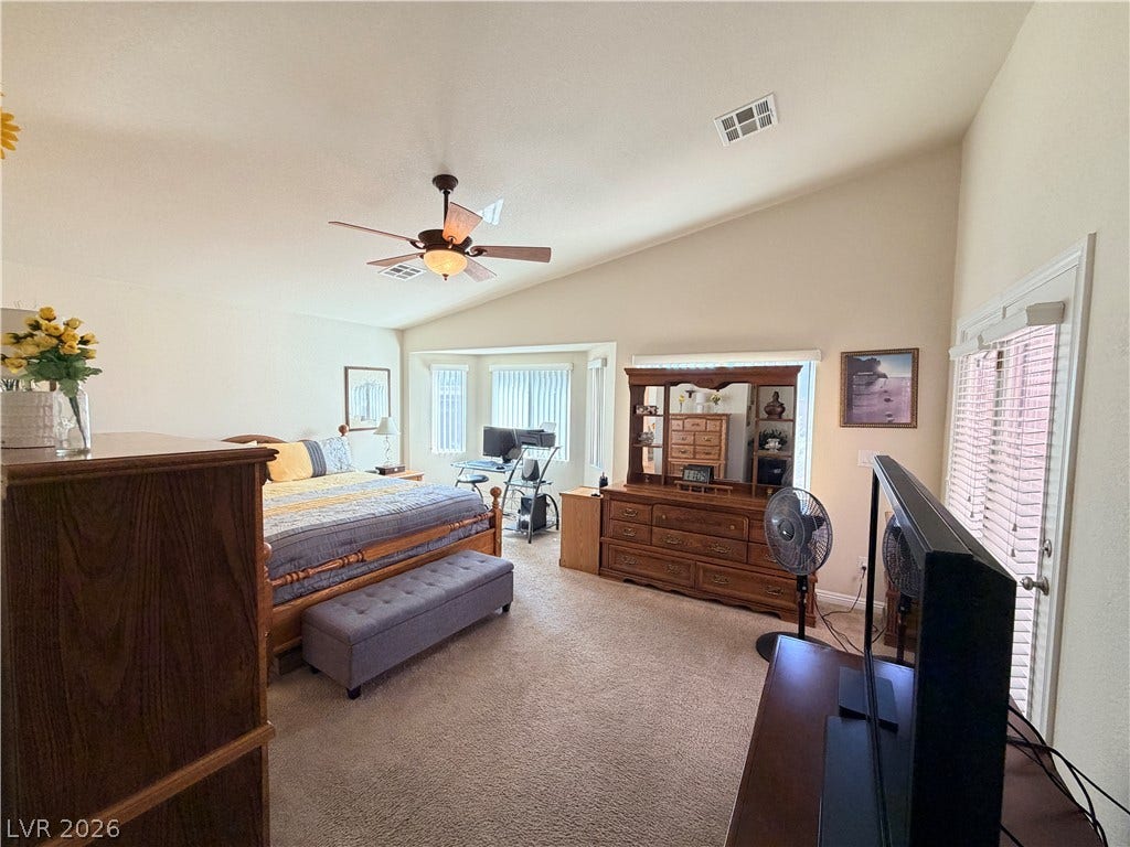 3917 Robin Knot Court, North Las Vegas, NV 89084 Vaulted ceilings and plush carpeting enhance the airy feel of this bedroom retreat.