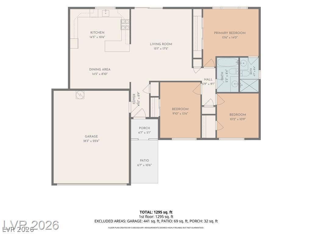 A detailed layout illustrates the functional flow of this single-level home.