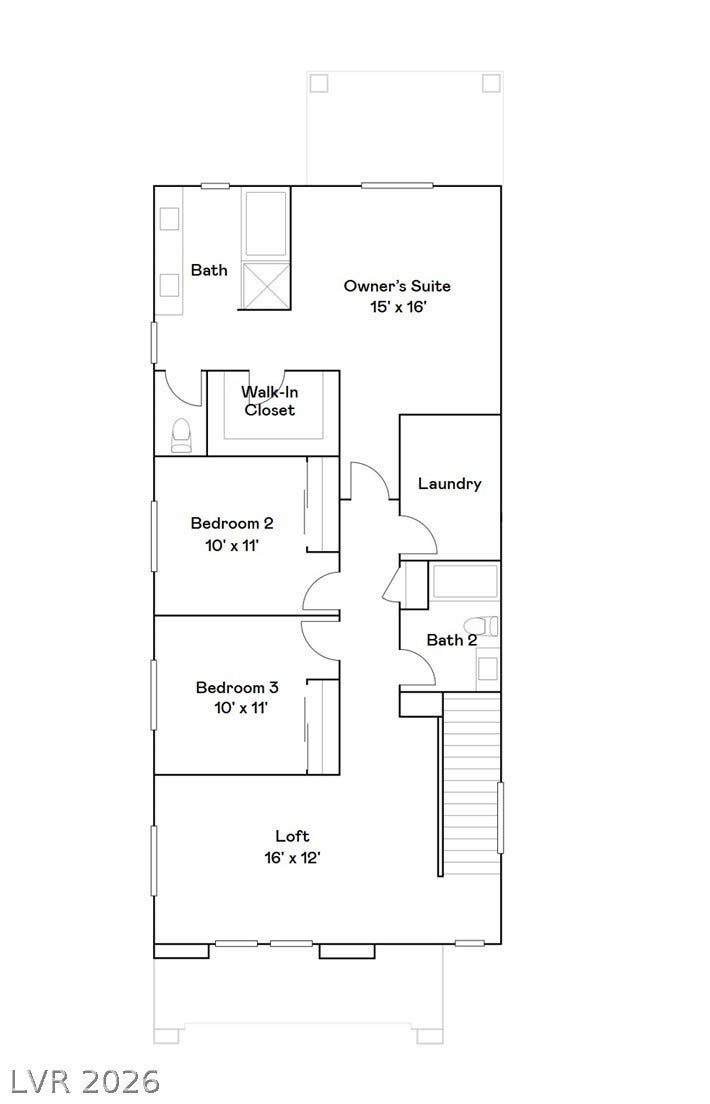 An intuitive layout maximizes space and flow on the upper level of this floor plan.