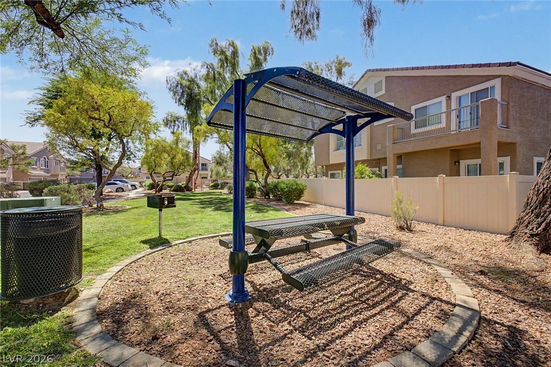 6041 Turning Spoke Trail, #102, Henderson, NV 89011 A shaded picnic area sits within the community's landscaped green space.