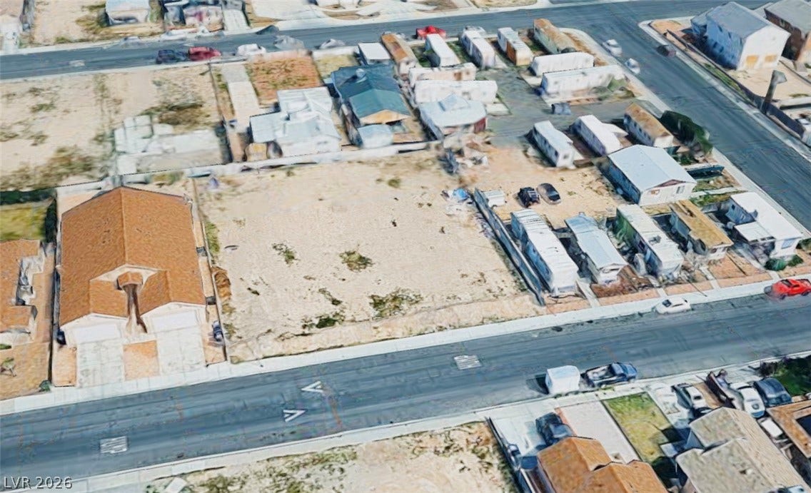 1360 Hassell Avenue, Las Vegas, NV 89106 An aerial perspective showcases a level parcel ready for development in an established neighborhood.