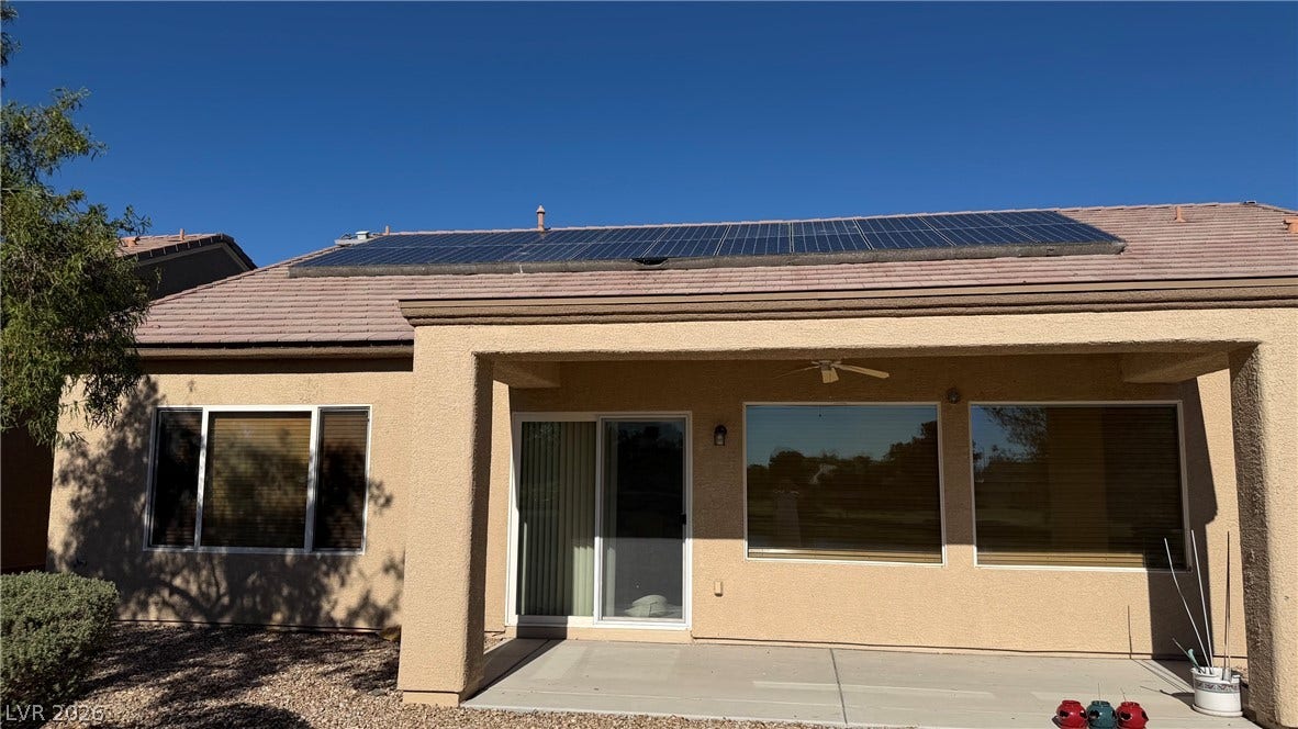 Solar panels on the roof.