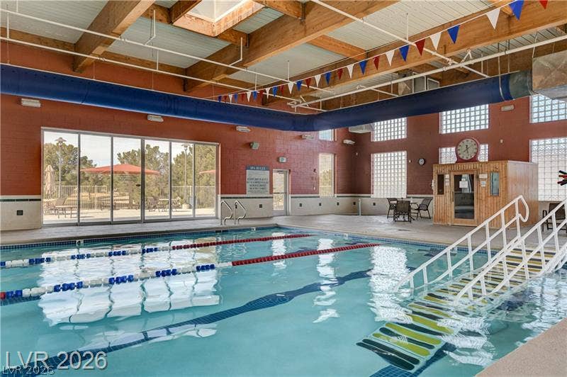 Heated indoor swimming pool, spa and sauna room.