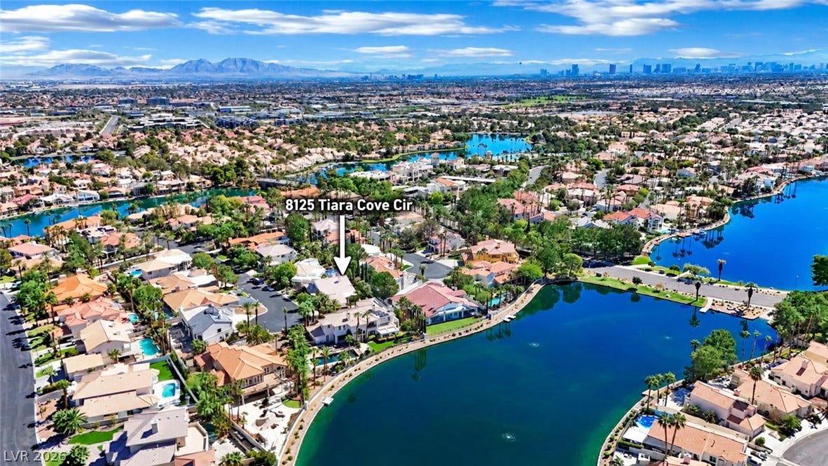 An aerial perspective captures the waterfront setting nestled within a vibrant community.