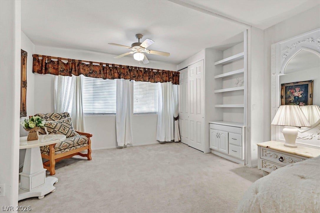 2162 Maple Heights Court, Henderson, NV 89052 Expanded primary bedroom with sitting area and extra closet and shelving