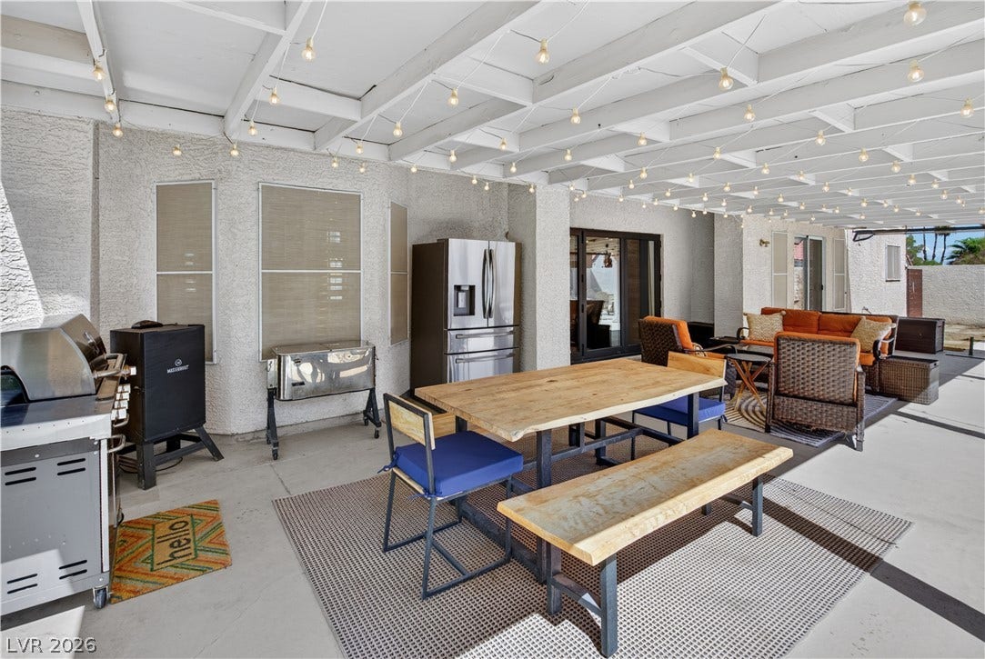 1740 Bluffs Drive, Henderson, NV 89014 A spacious covered patio provides the perfect setting for outdoor dining and year-round entertaining.