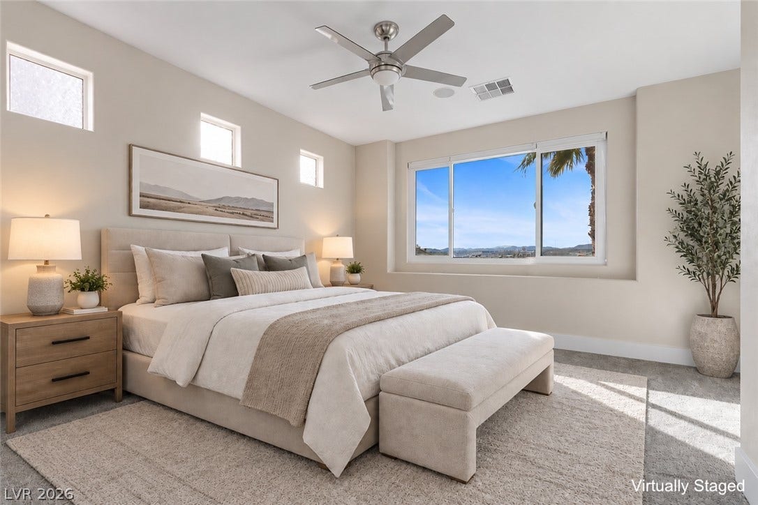 9050 W Tropicana Avenue, #1170, Las Vegas, NV 89147 Primary bedroom with ceiling fan/light and separate from other bedrooms.