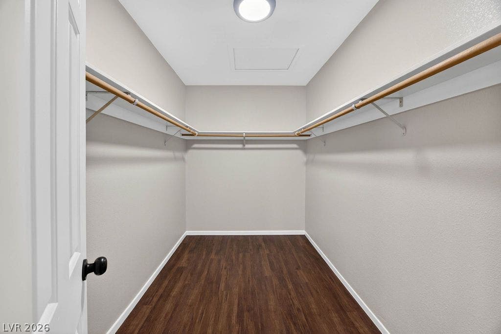 3189 Casanova Circle, Las Vegas, NV 89120 Primary -Ample closet space features extensive wrap-around hanging rods and durable wood flooring.