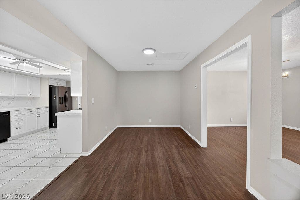 3189 Casanova Circle, Las Vegas, NV 89120 2bd dinning area Rich wood-look flooring contrasts beautifully with neutral walls in this versatile dining area.