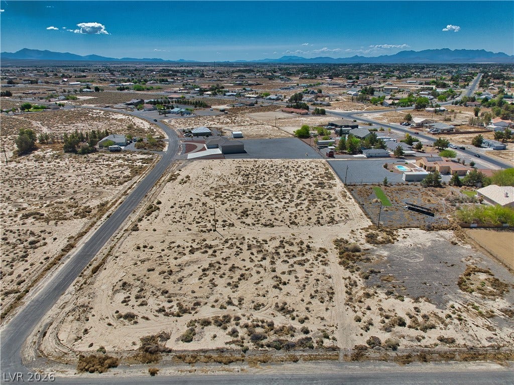 Aerial view featuring a mountain view