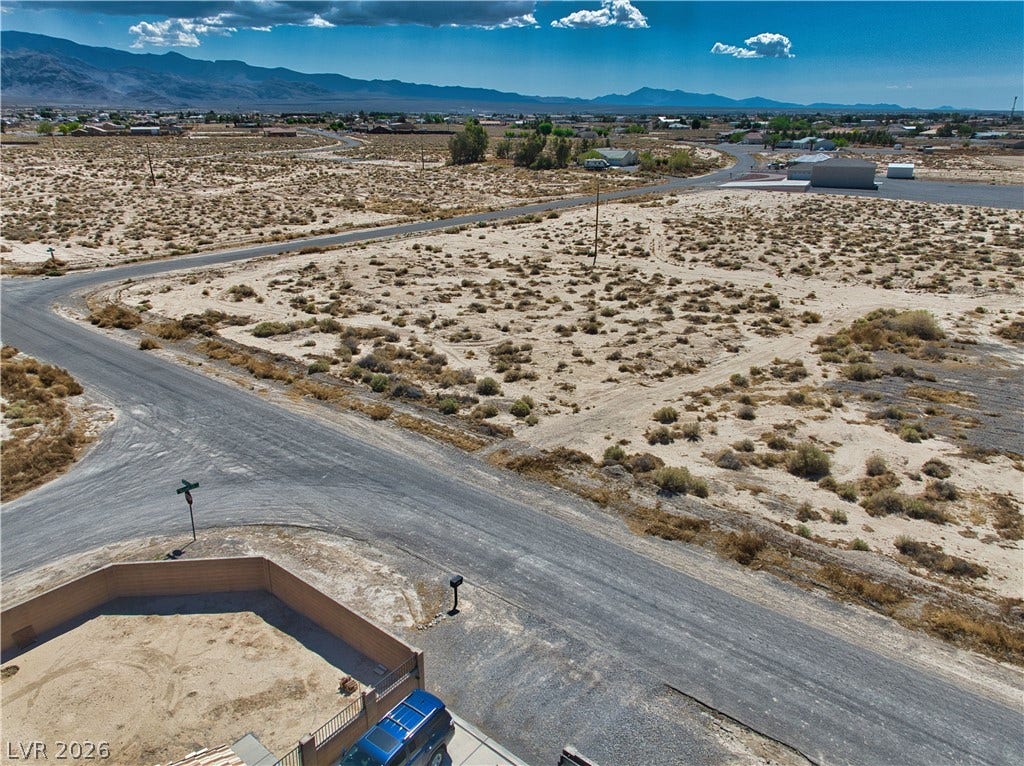 Aerial view with a mountain view and a desert view