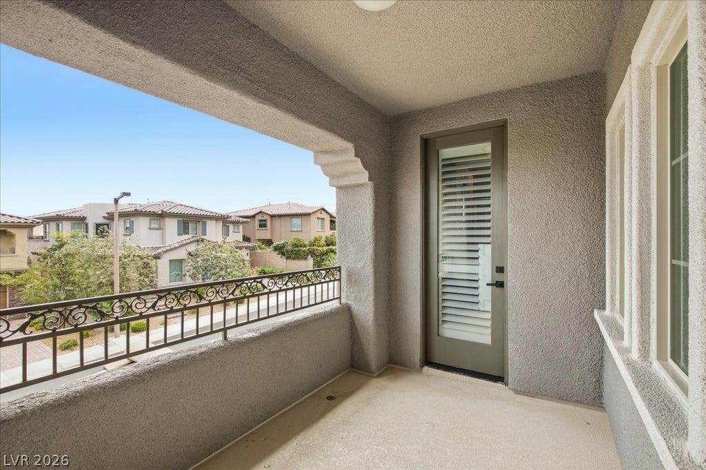 181 Elder View Drive, Las Vegas, NV 89138 A private balcony offers a charming outdoor retreat with views of the surrounding neighborhood.