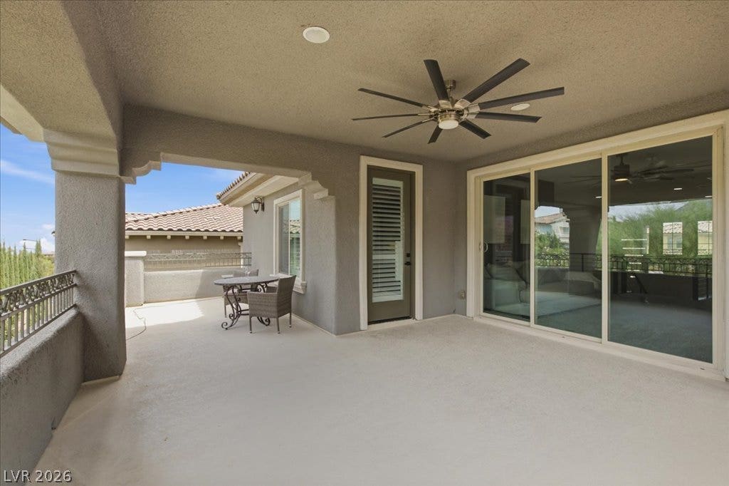 181 Elder View Drive, Las Vegas, NV 89138 An inviting outdoor living space features a covered patio with direct access to interior living areas.