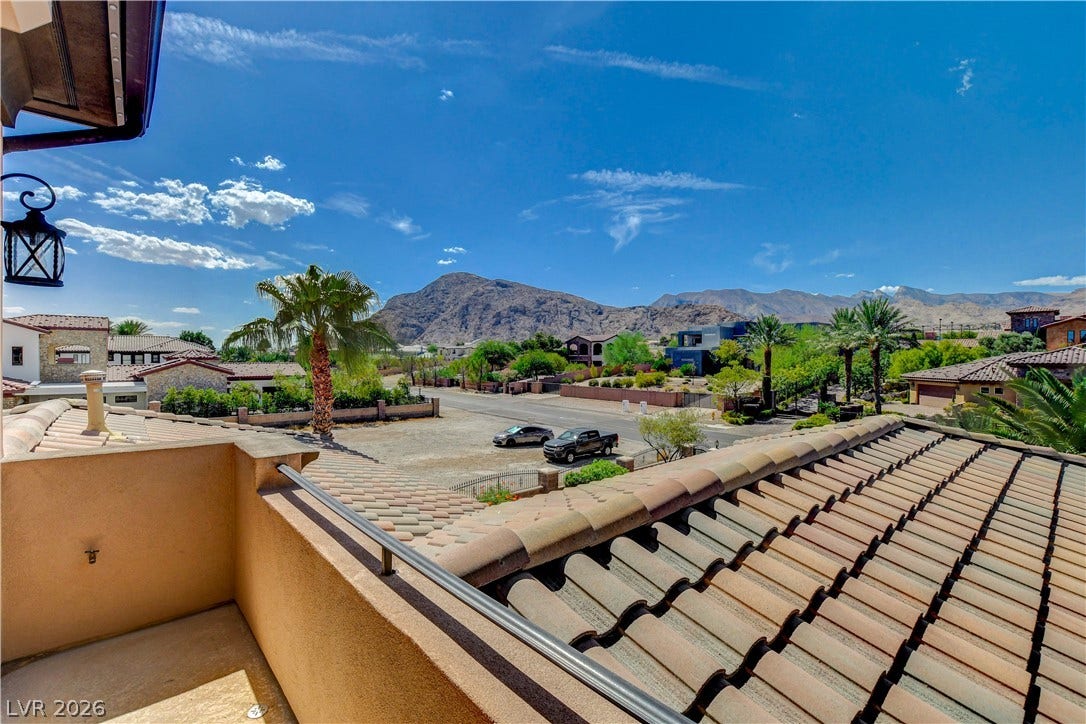 Dramatic mountain vistas frame the horizon from this elevated vantage point.