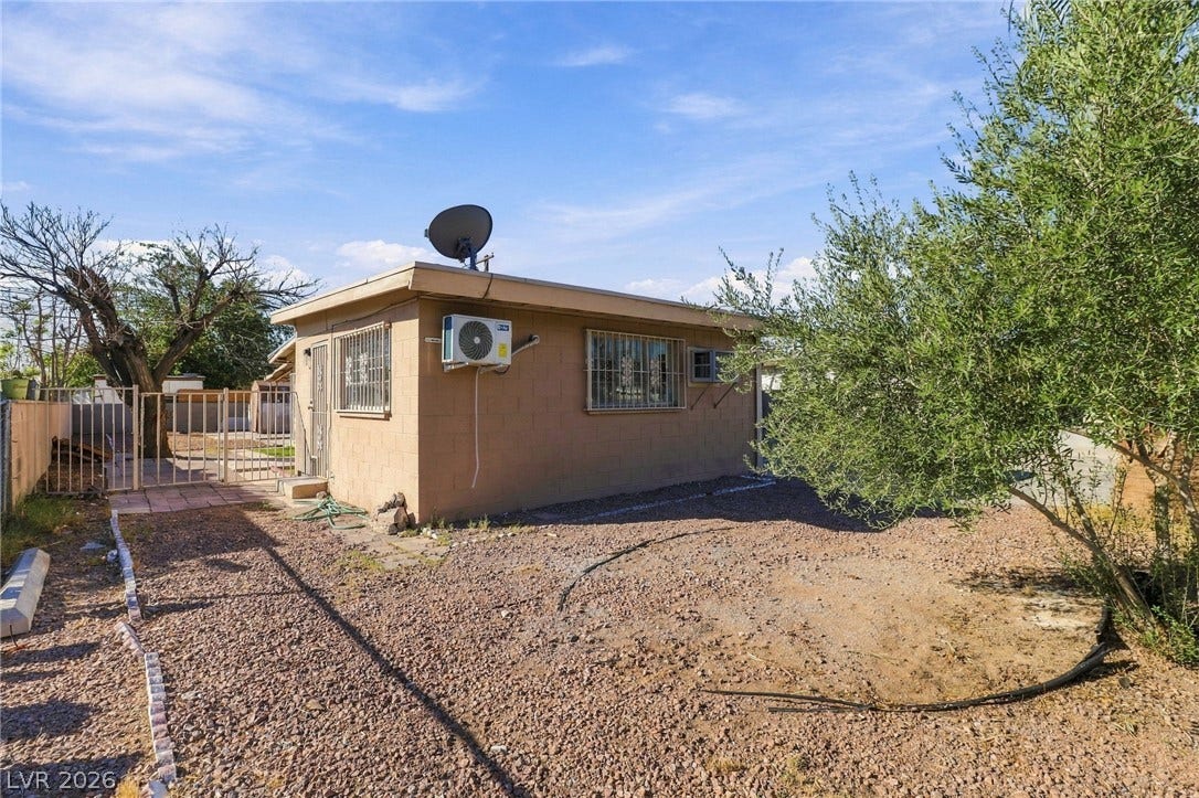 2521 Perliter Avenue, North Las Vegas, NV 89030 Sturdy block construction highlights this low-maintenance exterior surrounded by a gravel yard.