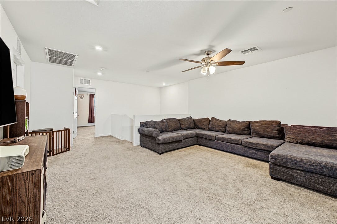 1180 Gypsum Hills Court, Henderson, NV 89002 An open living space highlights clean walls and neutral carpeting throughout.